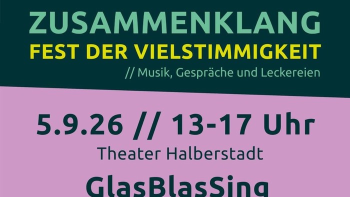 Plakat für ein kostenloses Festival mit Musik, Diskussionen und Essen mit dem Titel **