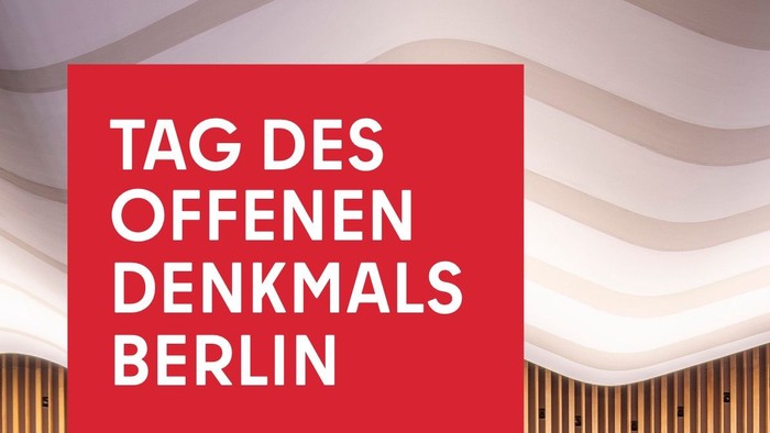 Plakat für den Tag des offenen Denkmals in Berlin zum Thema „Erbe und Infrastruktur“ am 12.–13. September 2026.