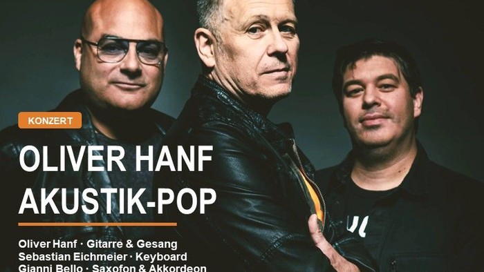 Plakatwerbung für ein kostenloses Akustik-Pop-Konzert von Oliver Hanf und Band am 18. Oktober 2026.