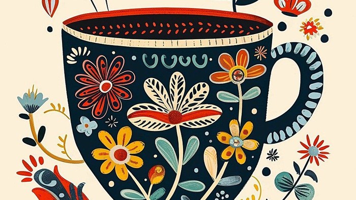 Kafffeetasse mit Blumen