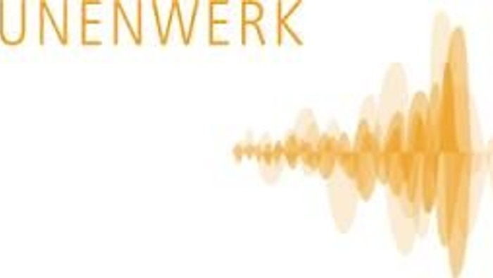 Logo mit dem Wort „UNENWERK“ und einer stilisierten Schallwellen-Grafik daneben in warmen Tönen.