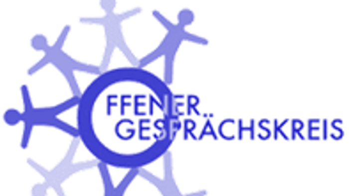 Logo für einen offenen Gesprächskreis mit miteinander verbundenen Figuren und dem Text *„Offener Gesprächskreis“* auf Deutsch.