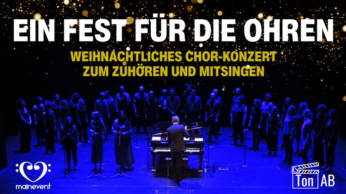 Plakat für ein Weihnachts-Chorkonzert: Einladung zum Zuhören und Mitsingen mit einem großen Chor.
