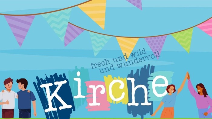 Bunte Kirchenveranstaltung-Plakat zur Feier der Freundschaft mit Spielen, Essen und Aktivitäten für alle Altersgruppen am 28. September 2025.