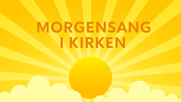 Lys solopgangsscene med teksten