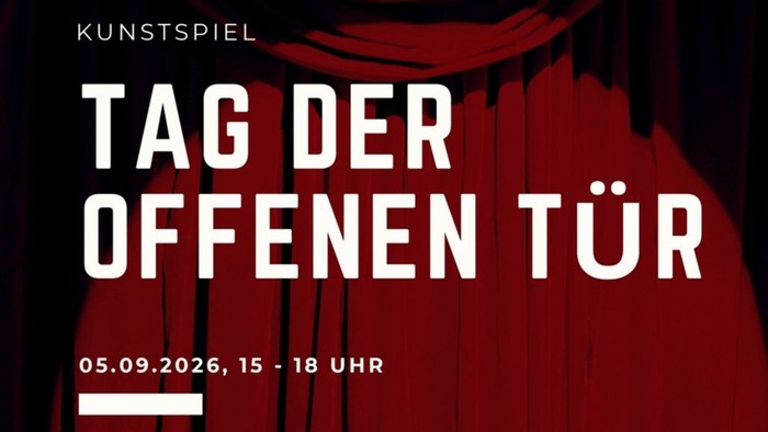 Plakat zur Bewerbung einer offenen Haus-Veranstaltung im Kunstspiel Theater am 5. September 2026 von 15 bis 18 Uhr.