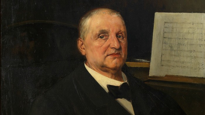 Gemälde mit Anton Bruckner am Klavier
