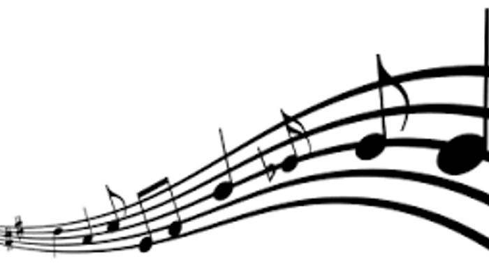 Billedet viser noter og musikalske symboler.