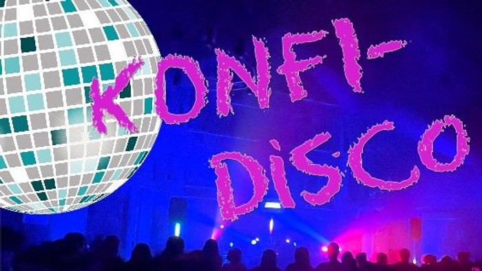 Plakat für eine Konfidi-Disco-Veranstaltung in der Martinskirche Bad Hersfeld am 1. November, 18 Uhr.