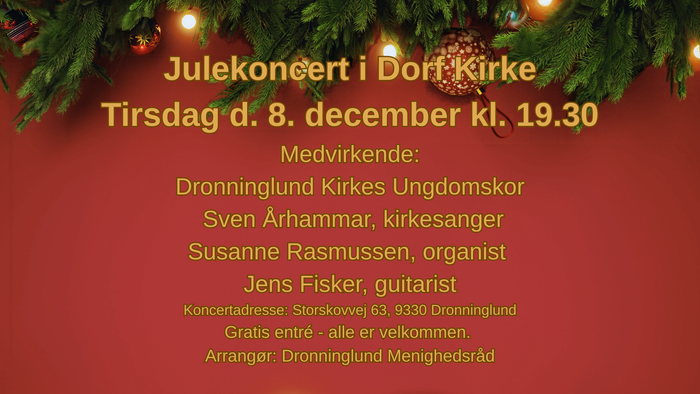 Julekoncert i Dorf Kirke med lokale optrædende den 8. december kl. 19:30 – gratis entré.