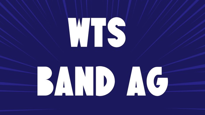 Plakat für den Probenplan der WTS Band AG: Dienstags von 13:30 bis 15:00 Uhr im Bandraum in der Nähe der Aula.