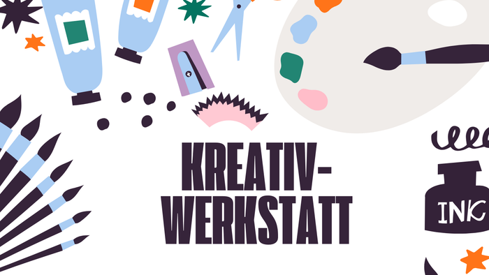 Kreativ-Workshop-Flyer: Zwei Basteltermine – Bilderrahmen gestalten und Tassen bemalen an festgelegten Wochentagen.