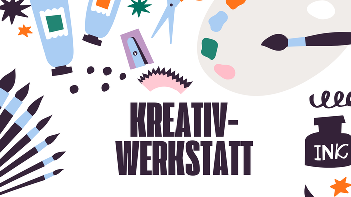 Kreativ-Workshop-Flyer: Zwei Basteltermine – Bilderrahmen gestalten und Tassen bemalen an festgelegten Wochentagen.