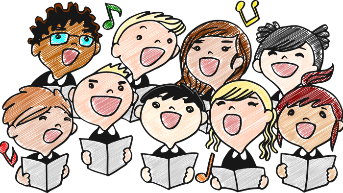 Eine Gruppe von Kindern singt in einem Chor
