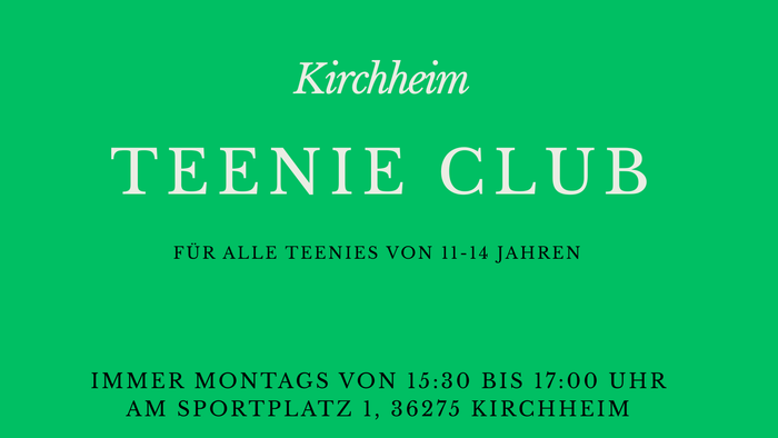 Jugendclub-Flyer für 11- bis 14-Jährige in Kirchheim – Montags von 15:30 bis 17:00 Uhr am Sportplatz.