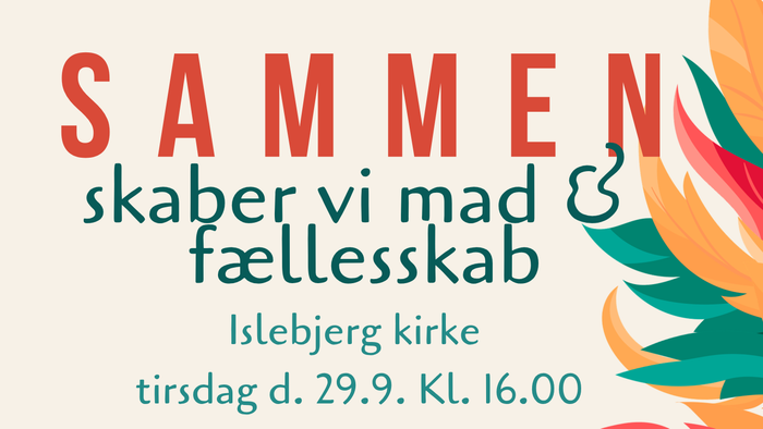 Plakat til fællesmåltid i Islebjerg Kirke den 29. september kl. 16.00