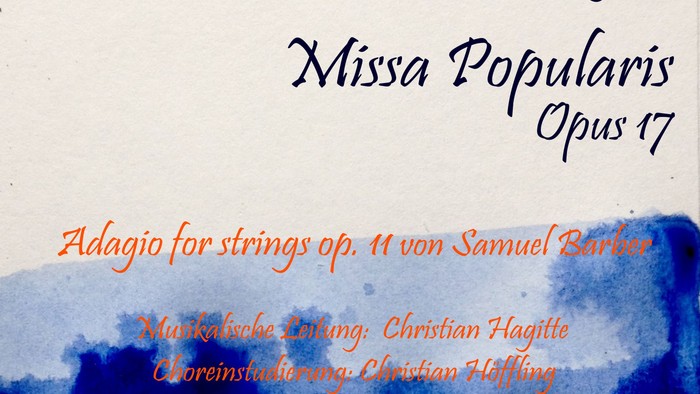 Aufführung von Christian Haggittes Missa Popularis Opus 17 am 23. und 24. August 2019 um 20:00 Uhr und am 25. August 2019 um 19:00 Uhr in der Hochschule für Musik „Hanns Eisler“ Berlin.