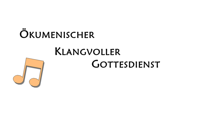 Ökumenischer Gottesdienst mit einem musikalischen, klangvollen Thema, hervorgehoben durch ein Notensymbol-Icon.