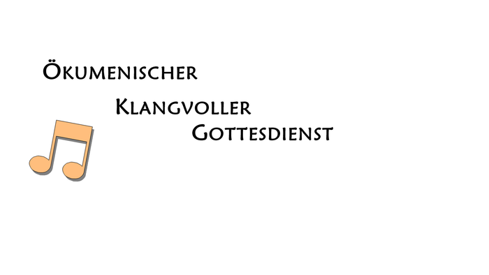 Ökumenischer Gottesdienst mit einem musikalischen, klangvollen Thema, hervorgehoben durch ein Notensymbol-Icon.