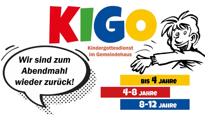 KIGO-Kindergottesdienst feiert 4 Jahre, Altersgruppen 4-8 und 8-12 Jahre.