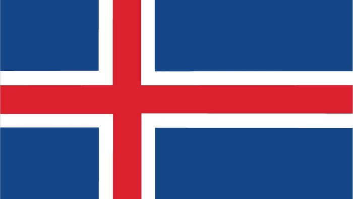 Icelandsk flag med blå og rød kors.