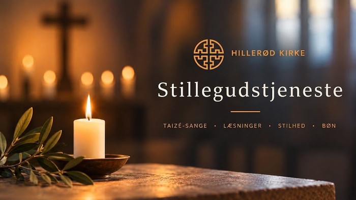 En rolig kirkelig gudstjeneste med tændt lys, Taizé-musik, oplæsninger, stilhed og bøn i Hillerød Kirke.
