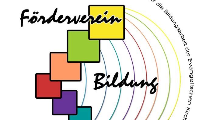 Logo des Förderverein. Bunte Quadrate bilden den linken Rand des Logos