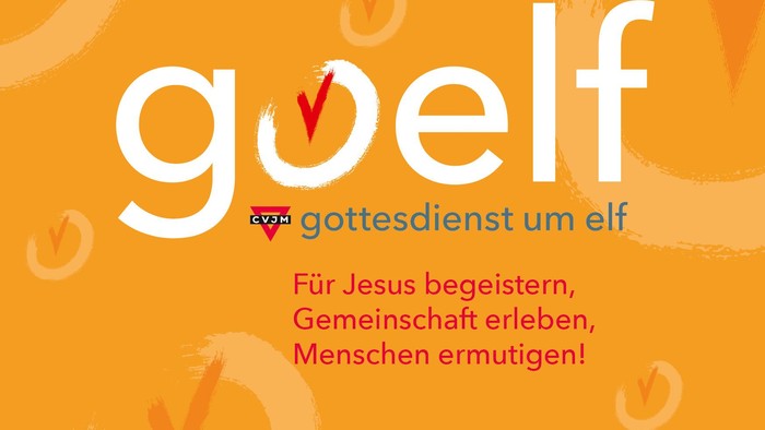 goelf-Logo - CVJM-Gottesdienst um elf Für Jesus begeistern - Gemeinschaft erleben - Menschen ermutigen