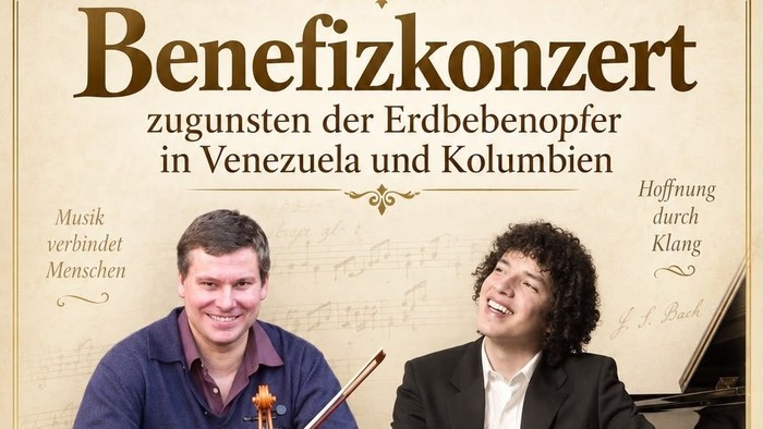 Daniel Thieme mit Bratsche und Daniel Hoyos am Flügel mit Text