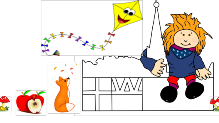 Sophie mit Fuchs, Pilzen und Winddrachen
