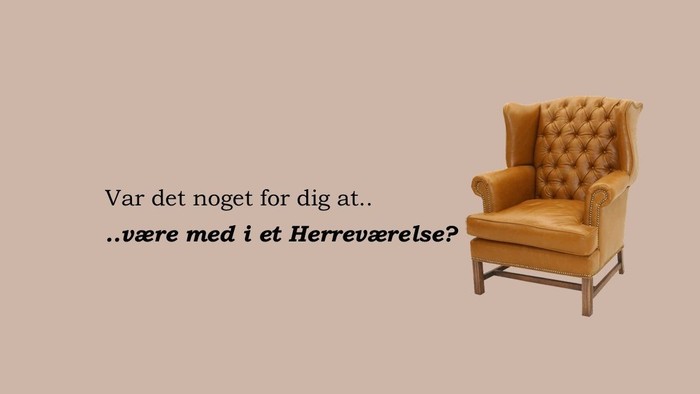 En rød tuffetstol med spørgsmålstext på dansk