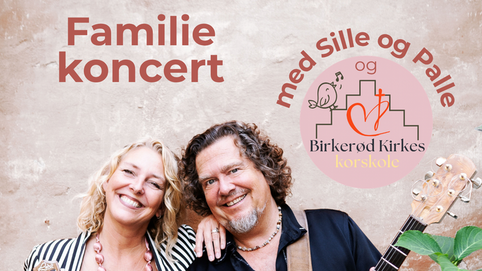 Plakat til familiekoncert med musikerne Sille og Palle – gratis entré lørdag den 3. oktober.