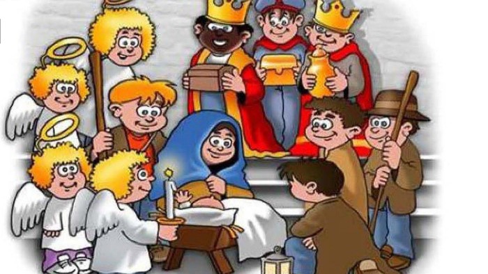 Krippenspiel St. Konrad 2025 mit biblischen Figuren und Engeln