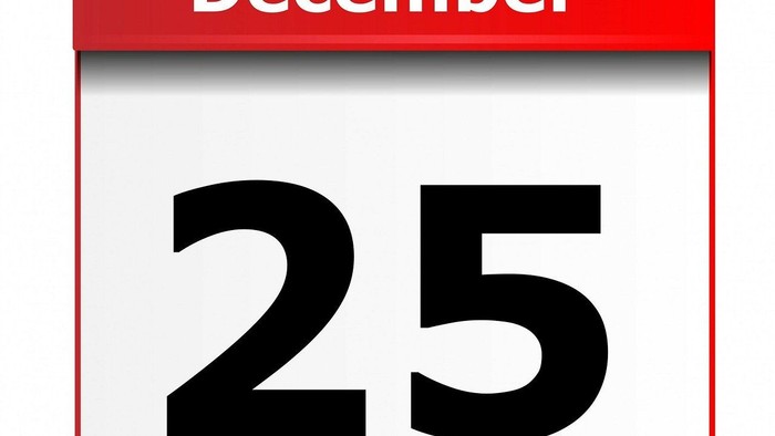 Kalender, der viser den 25. december