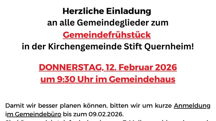 Einladung zum Gemeindefrühstück