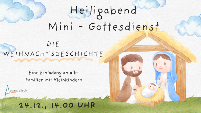 Gemaltes Bild von Maria, Josef, Jesus im Strohtrog und Stall