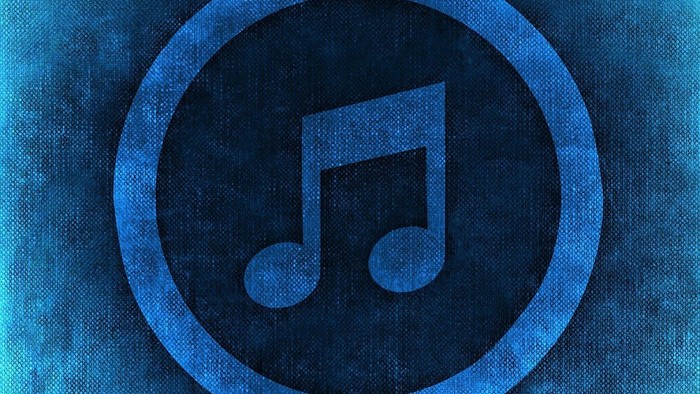 Blue musical note icon on a textured background