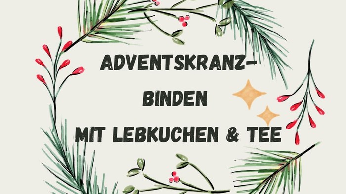 Adventskranzbinden bei Lebkuchen und Tee