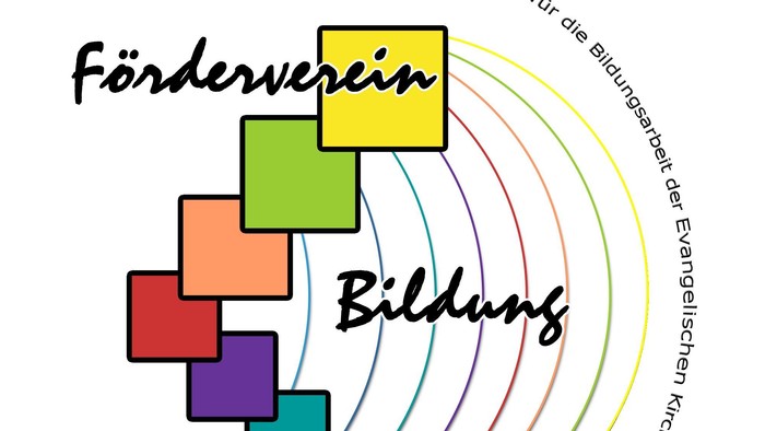 Logo des Förderverein. Bunte Quadrate bilden den linken Rand des Logos