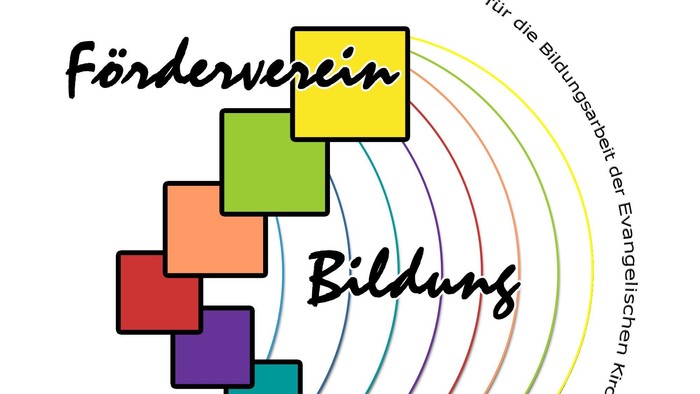 Logo des Förderverein. Bunte Quadrate bilden den linken Rand des Logos