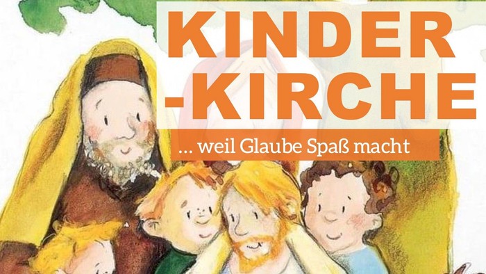 Einladung zu einer Kinderkirchenveranstaltung mit Fokus auf Spaß durch Glauben und Überzeugung.