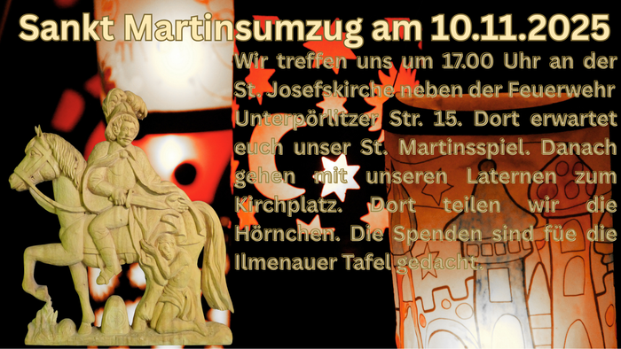 Das Bild zeigt ein Plakat für eine Veranstaltung am 10. November 2025, auf dem eine Statue und ein deutscher Text zu sehen sind.