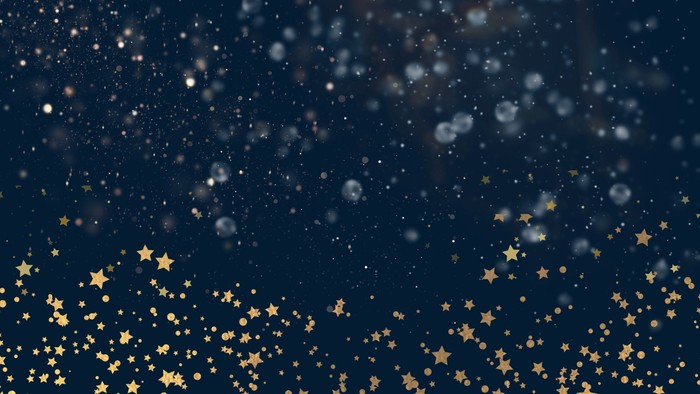 Ein sternenklarer Nachthimmel, gefüllt mit funkelnden goldenen Sternen und fernen himmlischen Lichtern.