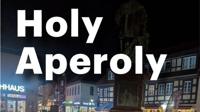 Plakat für die Holy Aperoly-Veranstaltung am 28.11. und 18.12.