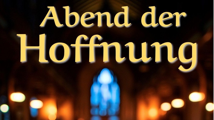 Einladungsplakat für einen meditativen Abend der Hoffnung mit Licht, Gesang und Gebet am 23. Oktober.
