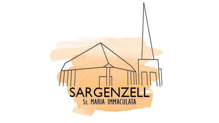 Logo für die Kirche St. Maria Immaculata in Sargenzell mit einer stilisierten Kirchenillustration.