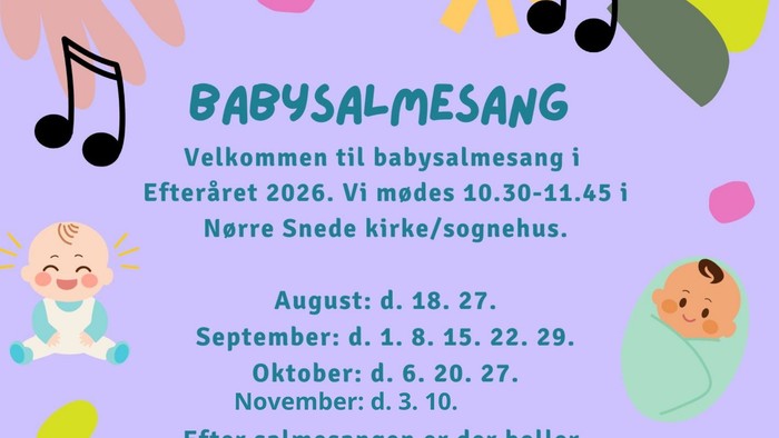 Plakat for babysalmesang med datoer