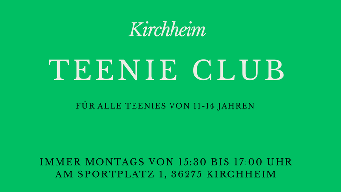 Jugendclub-Flyer für 11- bis 14-Jährige in Kirchheim – Montags von 15:30 bis 17:00 Uhr am Sportplatz.