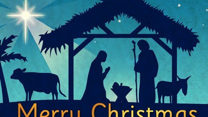 Silhouette of nativity scene with 