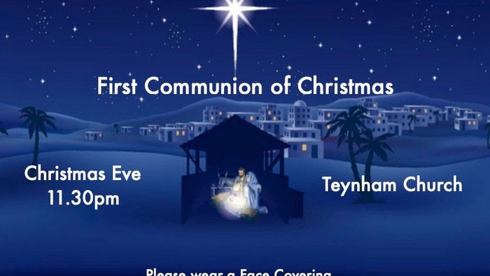 Christmas Eve service at Teynham Church, 11:30pm, with COVID safety notice